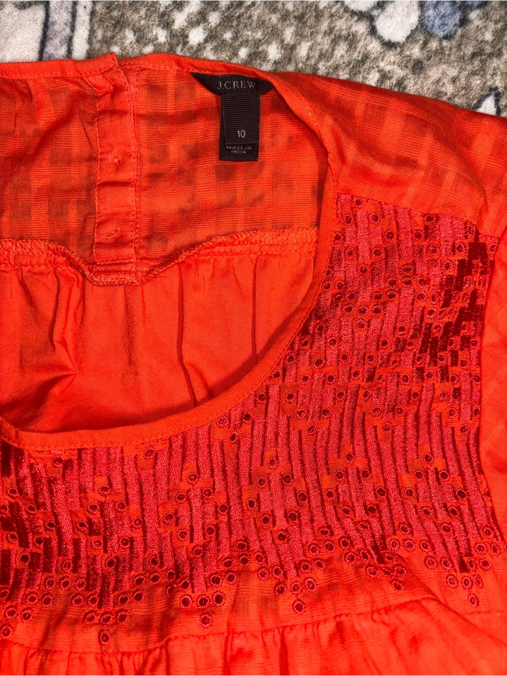 J. Crew Bright Orange Sleeveless Tank with Textured Yoke